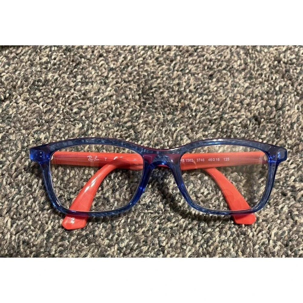 RAY-BAN JR RB1562 3746 Blue Crystal/Orange Eyeglasses Frame 48-16-125 10736